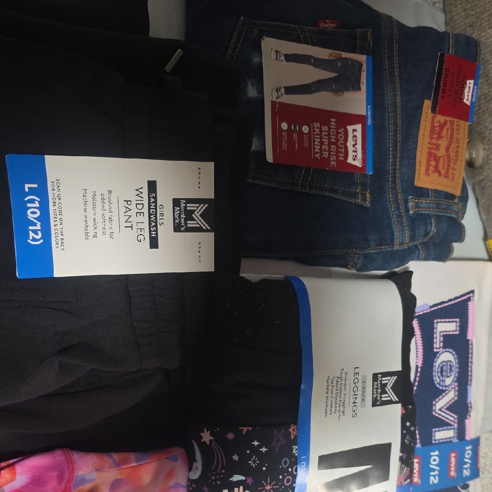 Girls 10/12 Bundle Of 6 Pants And 2 Shirts
